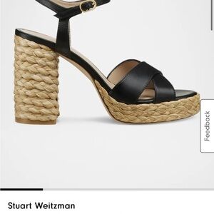Stuart Weitzman Dayna Black and Tan Platform Sandals